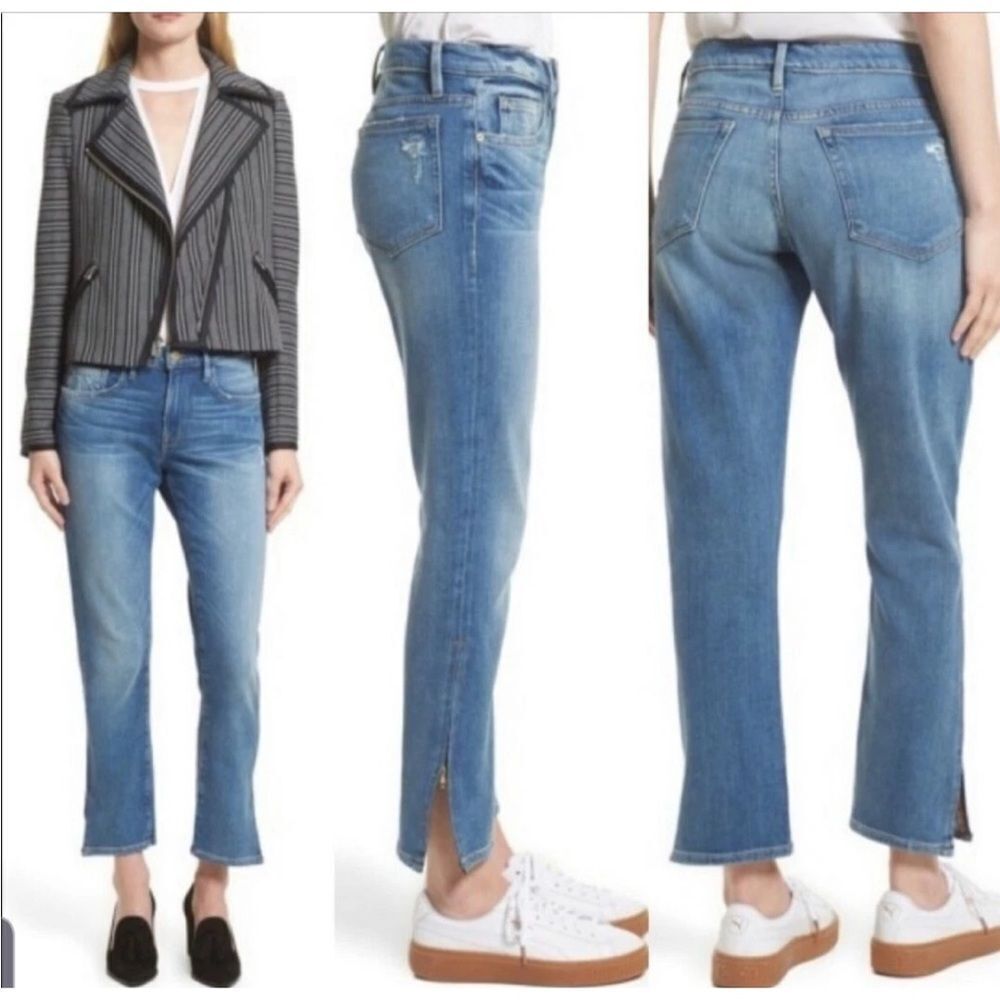 Frame Denim Le Boy Zip Ankle Mid Rise Jeans | Size 28